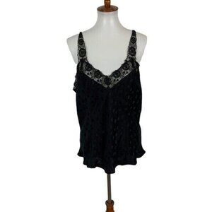 Silkscreen Lingerie Tank Top 2X Black Lace Stretchy Y2K Intimates